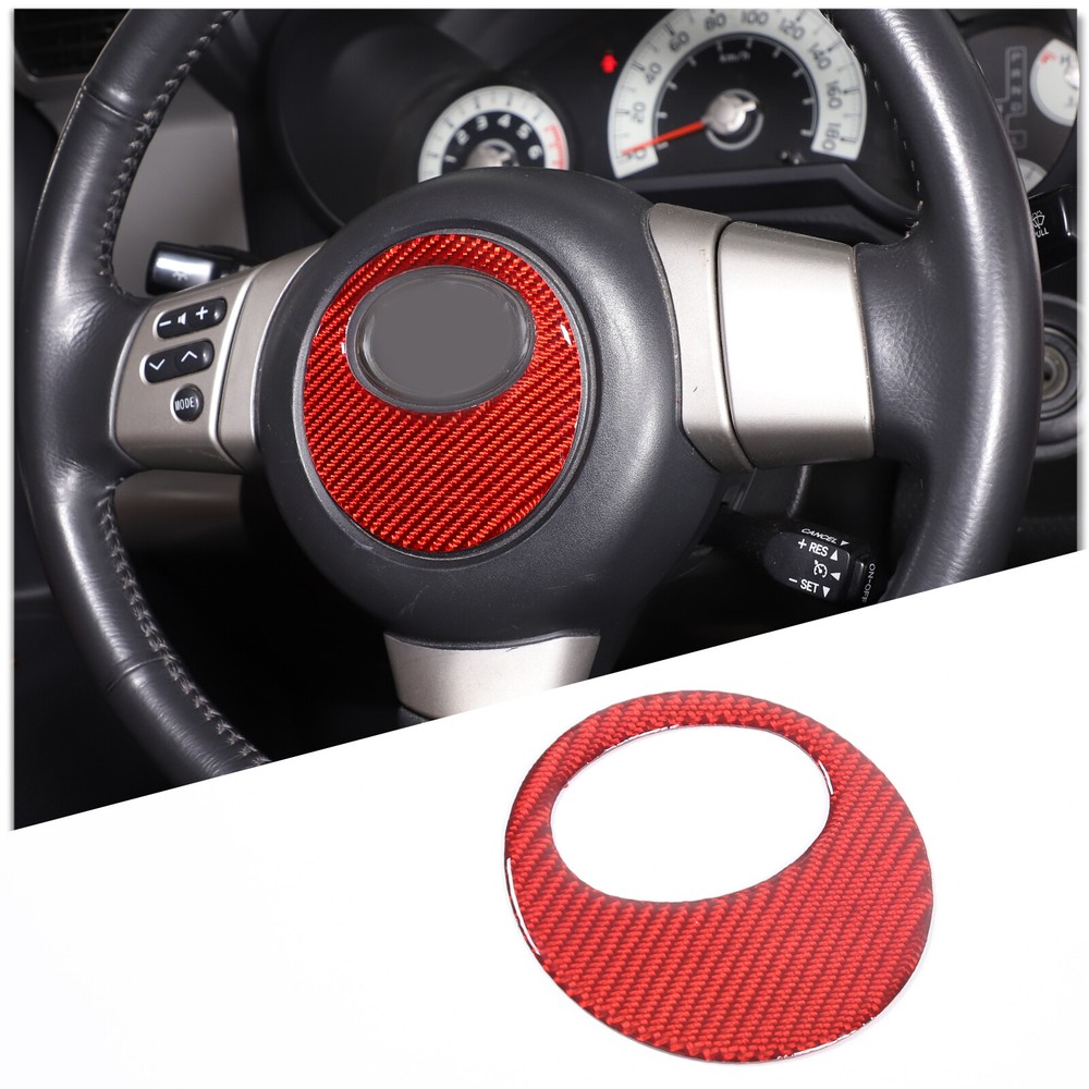 Red Carbon Car Steering Wheel Center Trim Cover For Toyota FJ Cruiser 2007-2021