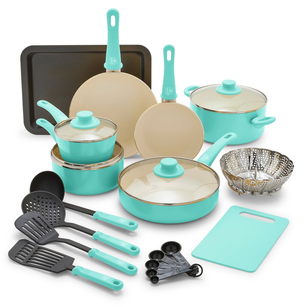 18-Piece Non-Stick Ceramic Cookware Set with Soft Grip Handles Dishwasher Safe Durable