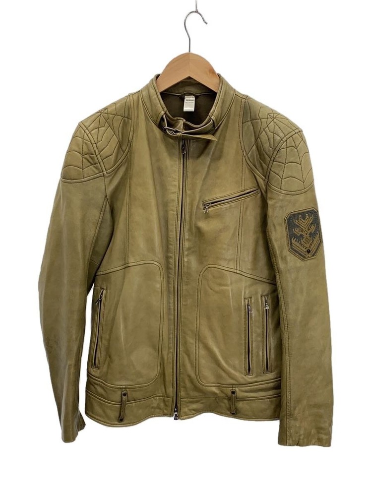 Diesel Made In Italy/Single Rider Jacket/S/Sheep Leather/Khk/Plain 3477