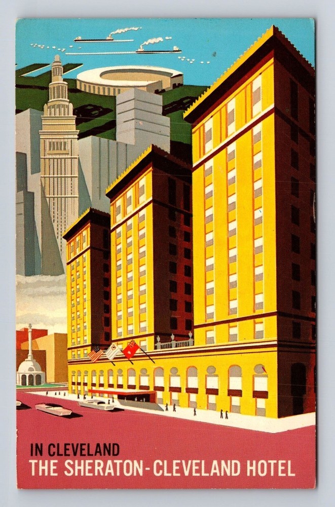 Cleveland OH-Ohio, Sheraton Cleveland Hotel, Advertisement, Vintage Postcard