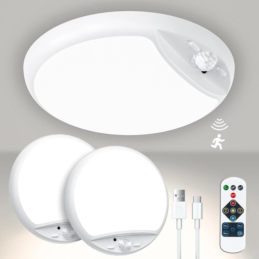 Rechargeable Motion Sensor Ceiling Light With Remote 7.5 Inch Wireless Ceiling L