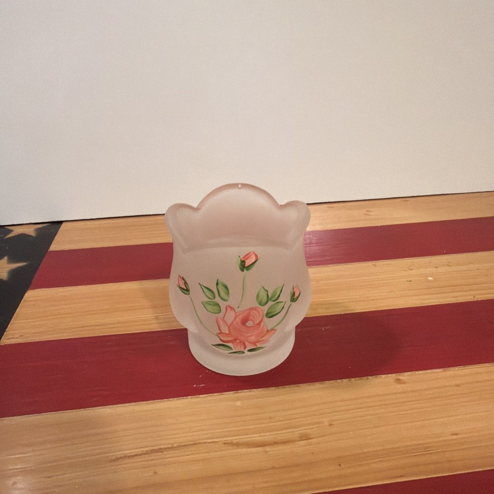 Vintage Lenox Votive Candle Holder Handpainted Frosted Tulip Shape