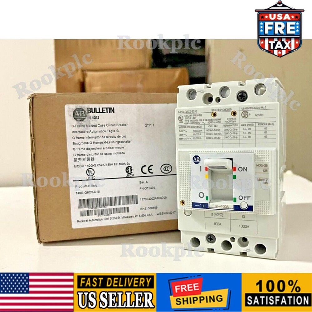 ALLEN BRADLEY 140G-G6C3-D10 CIRCUIT BREAKER 100 AMP 3 POLE US Free Tax