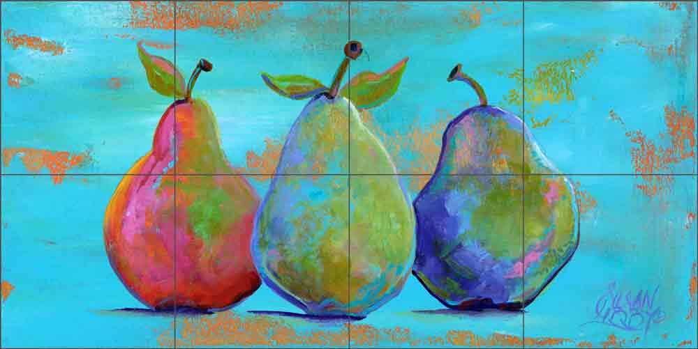 Pear Tile Backsplash Susan Libby Fruit Art Ceramic Mural Kitchen Bathroom SLA111