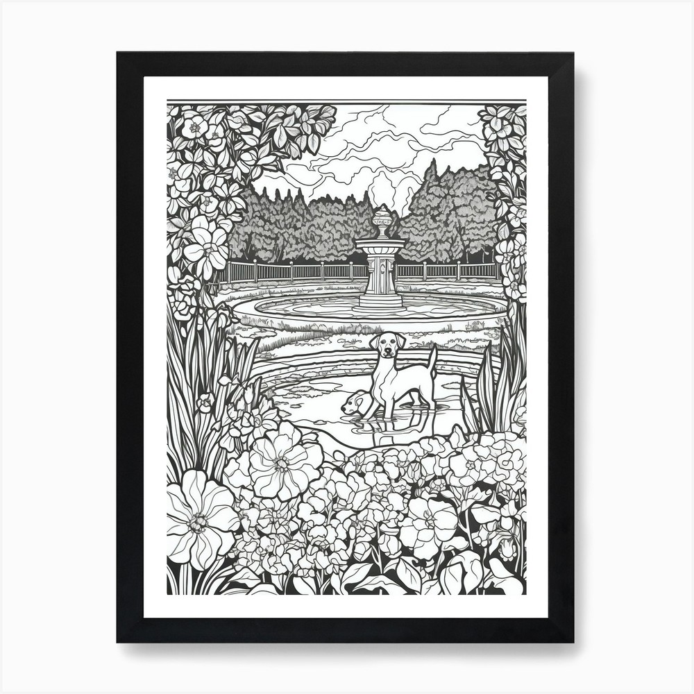 Drawing Of A Dog In Palace Of Versa Framed Wall Art Poster Canvas Print Picture