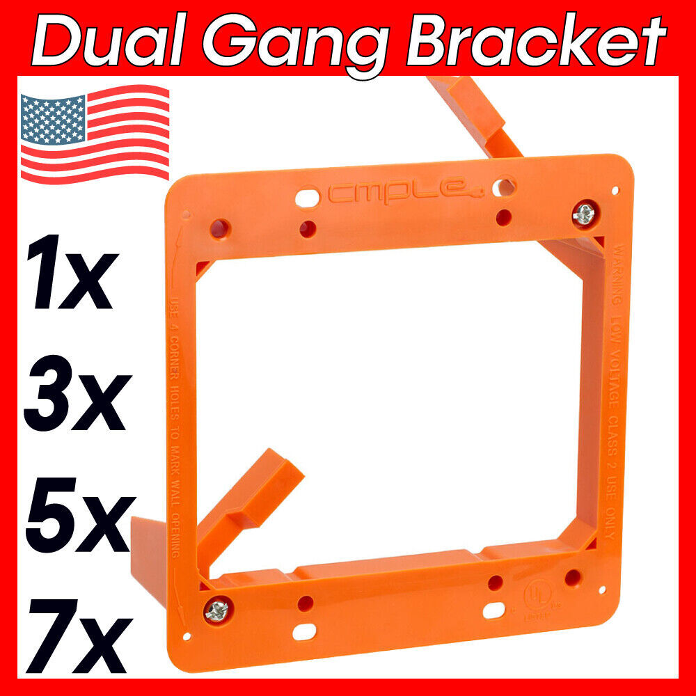 Low voltage dual gang drywall mounting bracket for standard wall plates