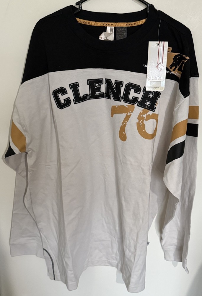 VTG Clench Jeans Shirt XL Y2K Skate Hip Hop Graphic Street Deadstock NWT