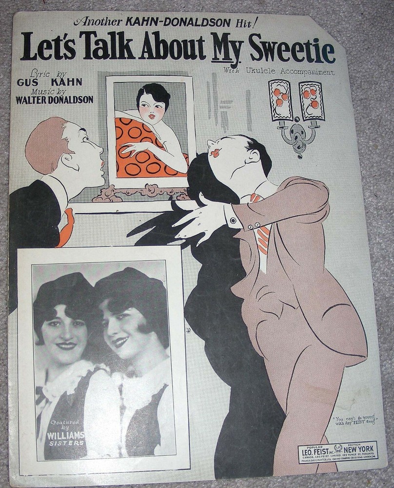 1926 LET'S TALK ABOUT MY SWEETIE Sheet Music WILLIAMS SISTERS by Donaldson, Kahn