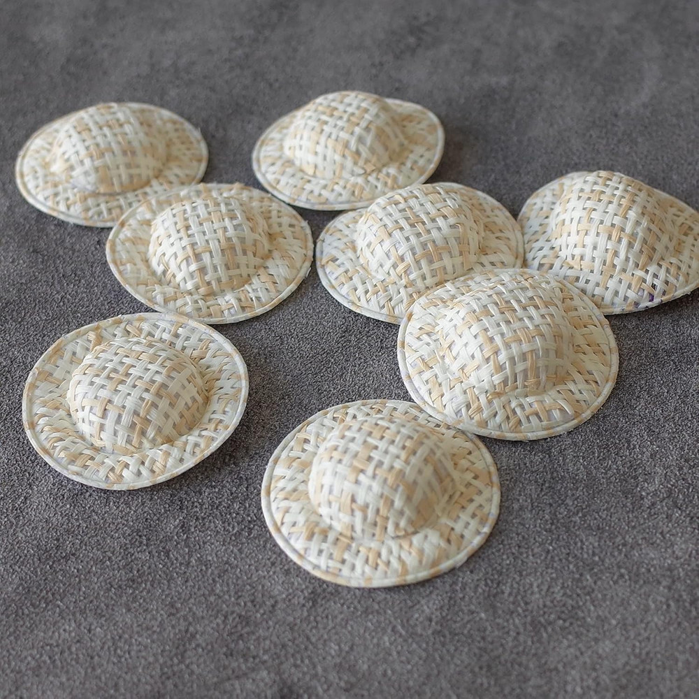 20 Pcs Mini Imitation Straw Knitting Hats Miniature Doll Hats for Dollhouse D...