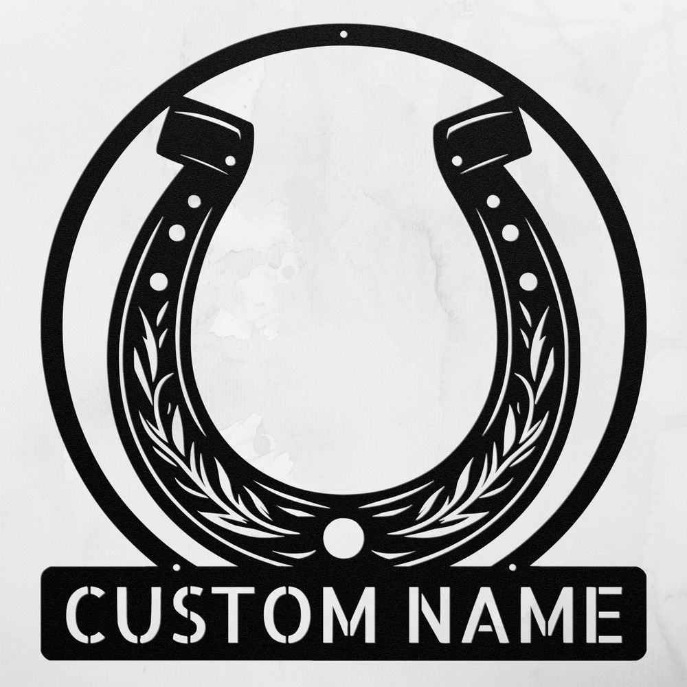 Personalized Horseshoe Metal Sign Custom Decor Gift for Home Office or Ranch