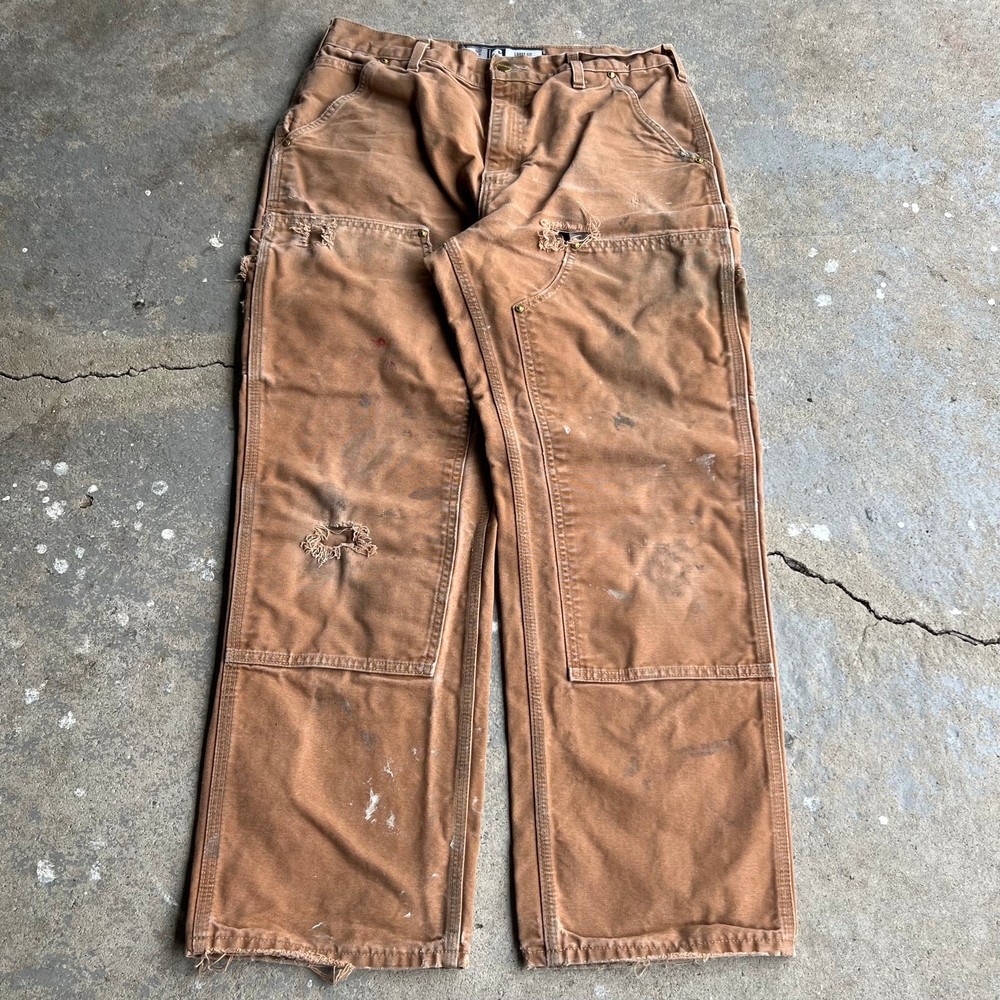 Vintage Carhartt brown faded double knee carpenter work pants