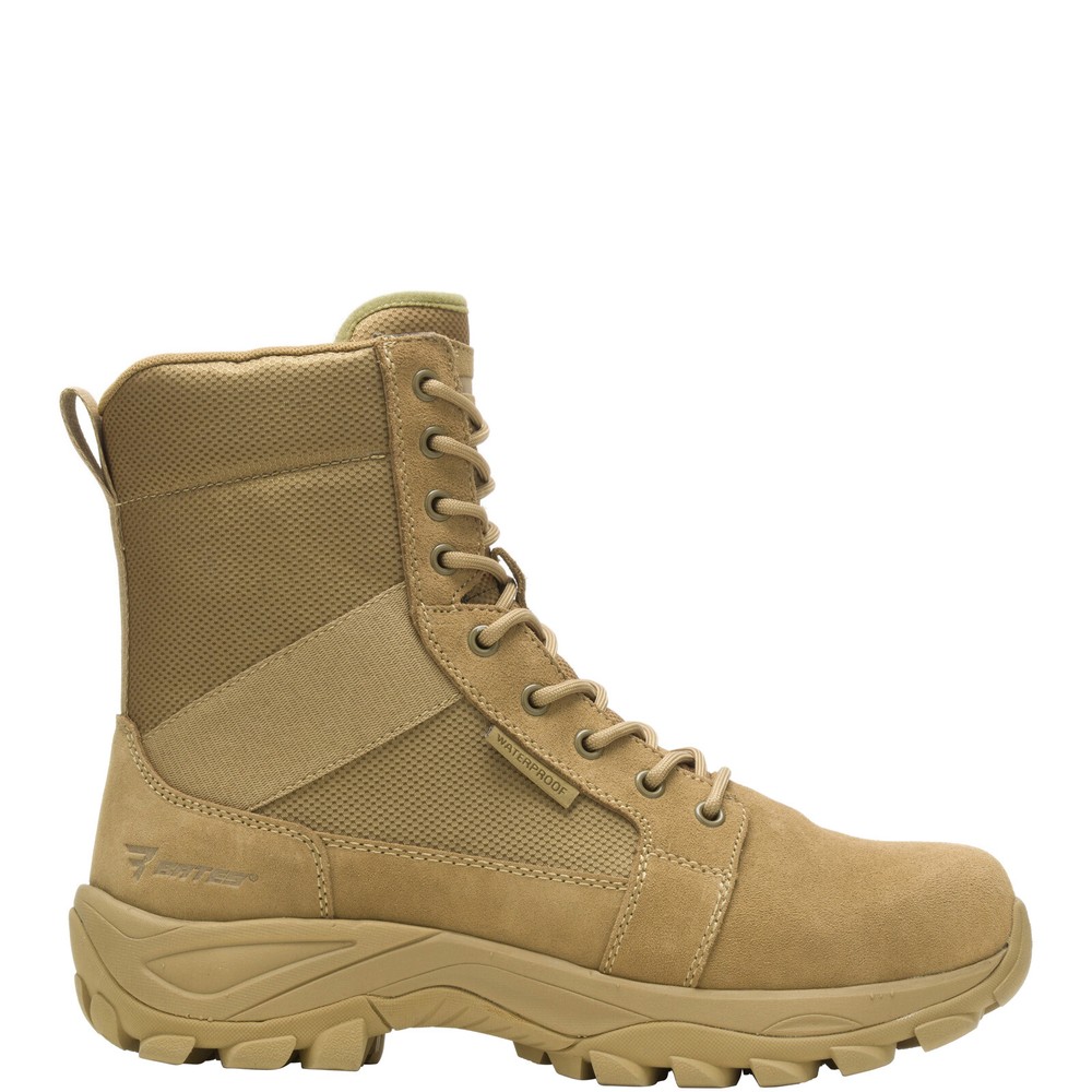 Bates Fuse Side Zip Waterproof Tactical Boots for Men in Brown Leather E06509