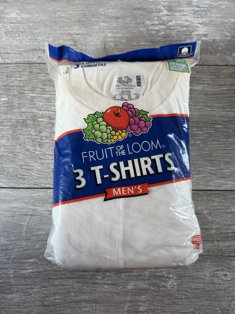 2004 Mens Fruit Of The Loom 3 Pack White Cotton Tshirts 3XL NWT Undershirt