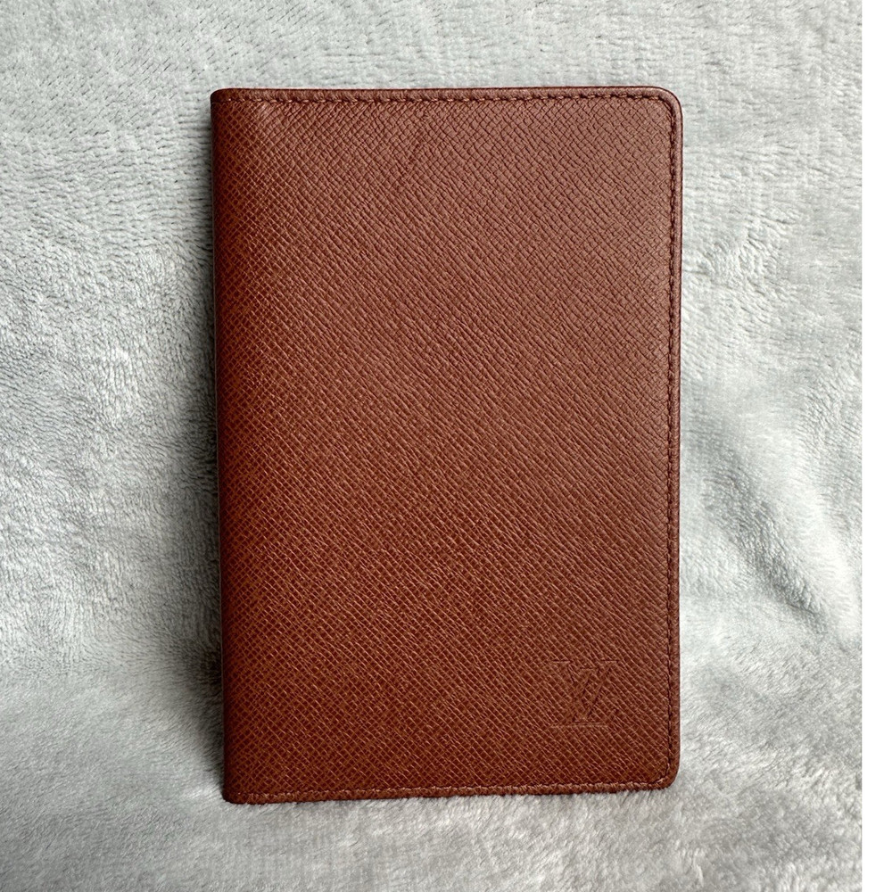Louis Vuitton Taiga Leather ID Card Holder Wallet Brown 5x3 LV Slim Bifold