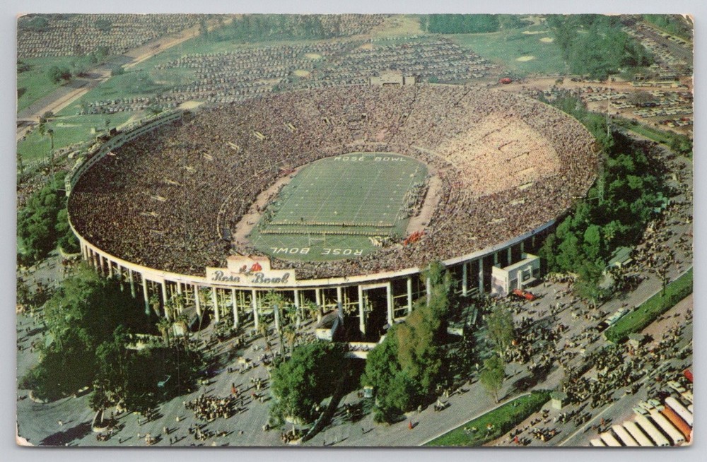 Rose Bowl Stadium Pasadena California Aerial View Football Game Postcard