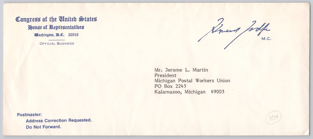 Washington, D.C., House of Representatives Official Business, M.. signature