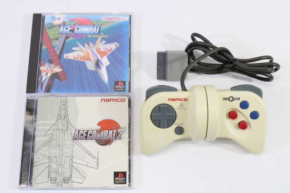 Namco NPC-101 Negcon Racing Controller W/ Ace Combat 1 & 2 Playstation PS1 Works-image