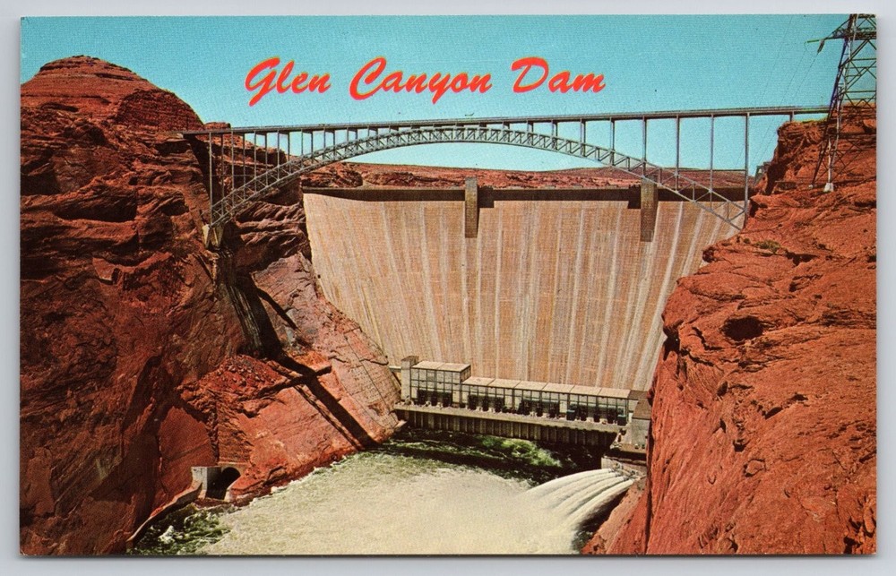 Glen Canyon Dam Page Arizona Vintage Postcard Lake Powell Colorado River