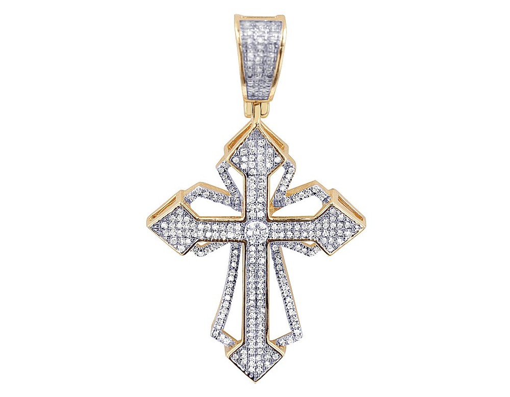 2 Row 2/5 CT Real Diamond Double Cross Pendant 1.85