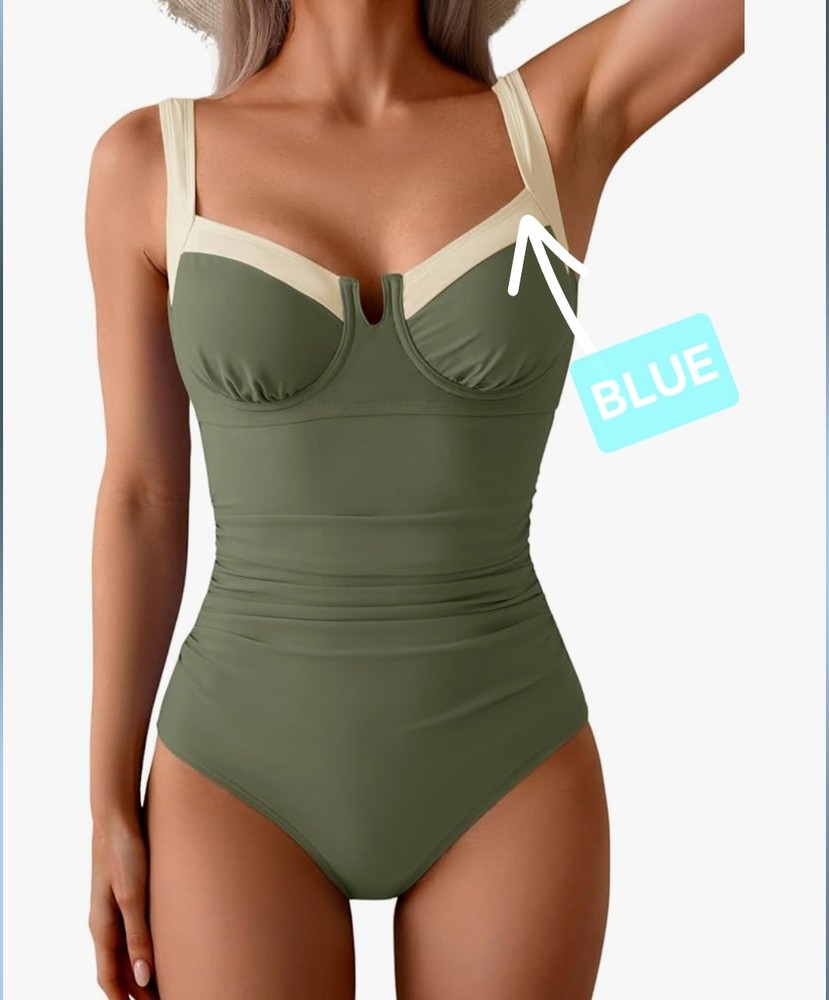 B2prity Women's Underwire 1pc Swimsuits Tummy Control Bathing Suits. Size Large