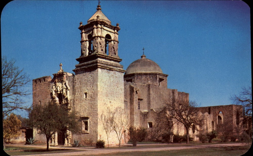 San Antonio Texas Mission San Jose de Aguayo 1950s unused vintage postcard