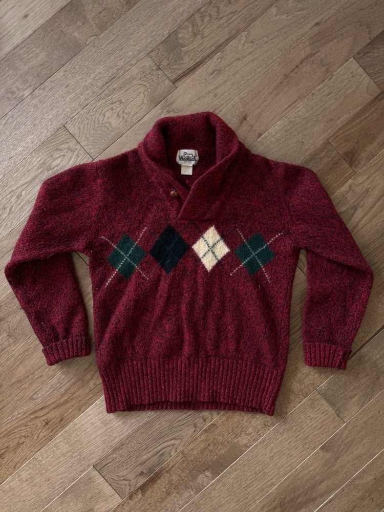 Vintage Woolrich Shawl Cardigan Sweater Men’s S 100% Wool Faire Isle Argyle