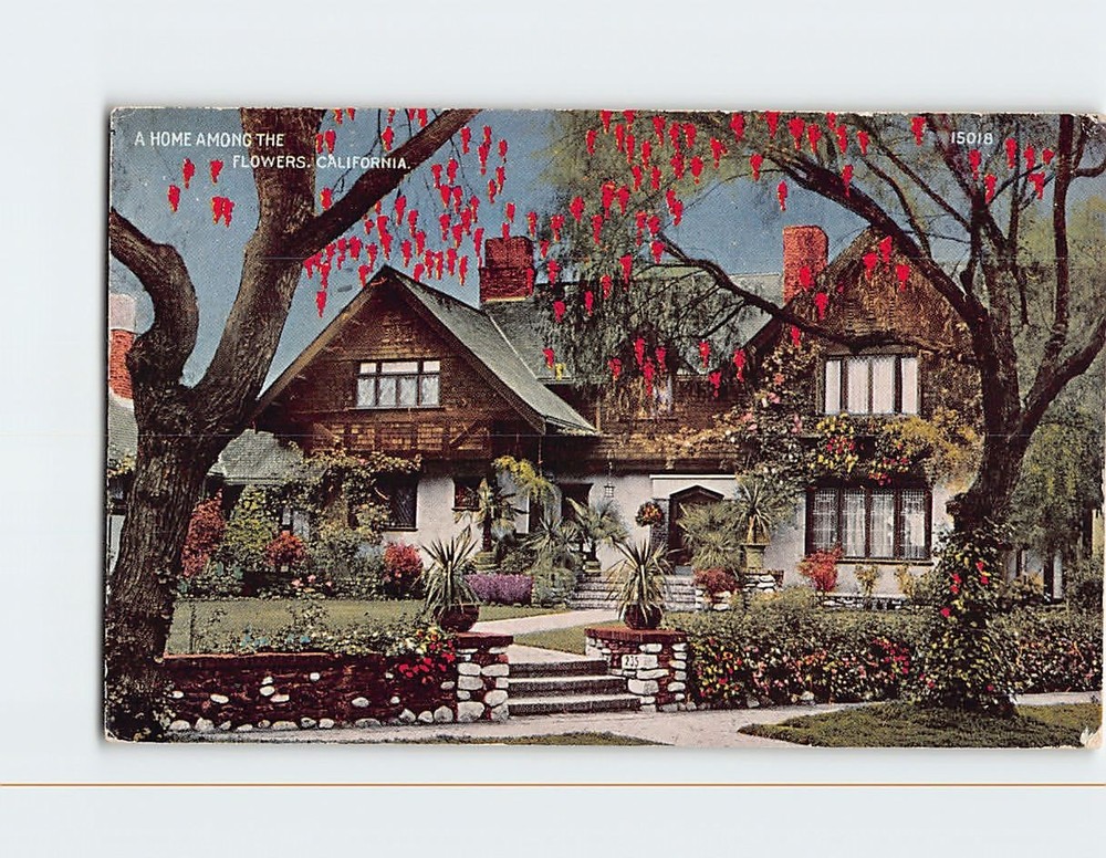 Postcard A Home Among the Flowers California USA