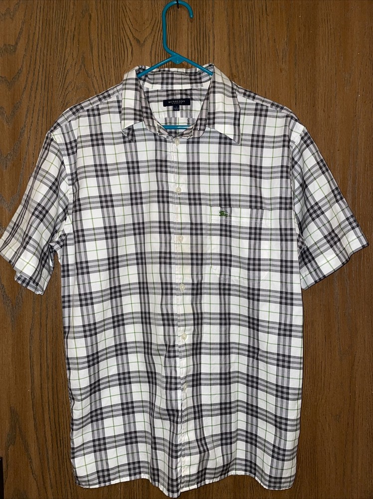 Vintage Burberry London Nova Check Men’s Large Top Short Sleeve Shirt Classic