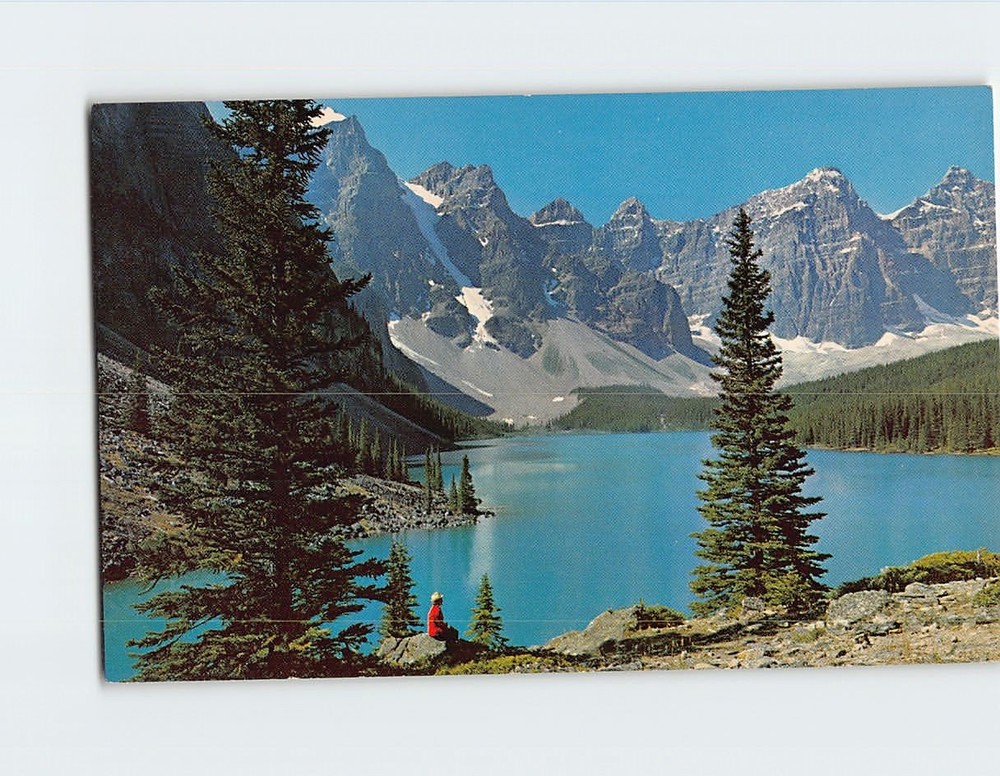 Postcard Moraine lake and the Valley of the Ten Peaks Canadian Rockies Canada