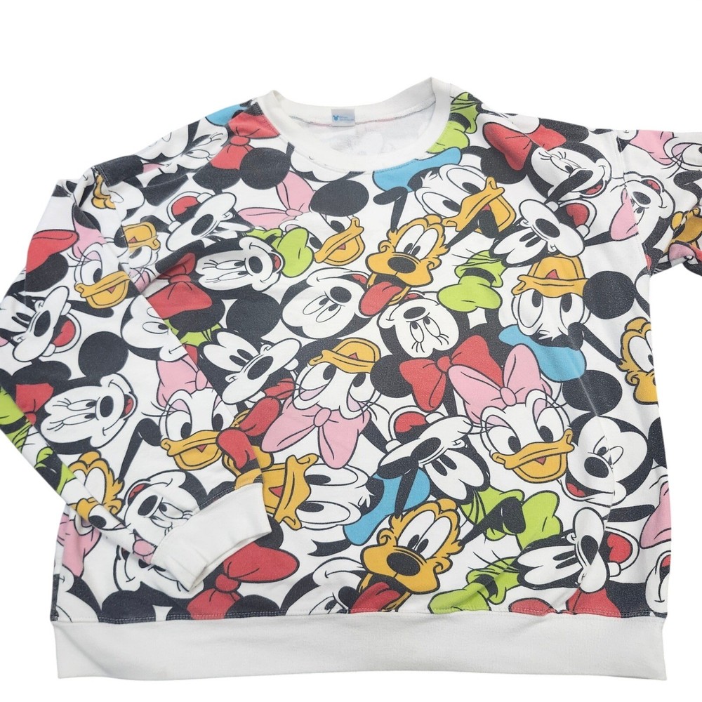 Disney Mickey and Friends All Over Print Sweatshirt Multicolor Crewneck 0701