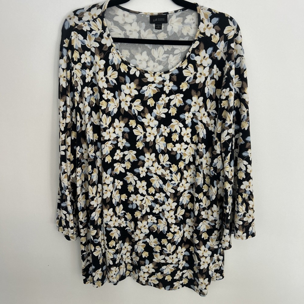 J Jill 3X Women's 3/4 Sleeve Floral Rayon Blouse Soft Comfy