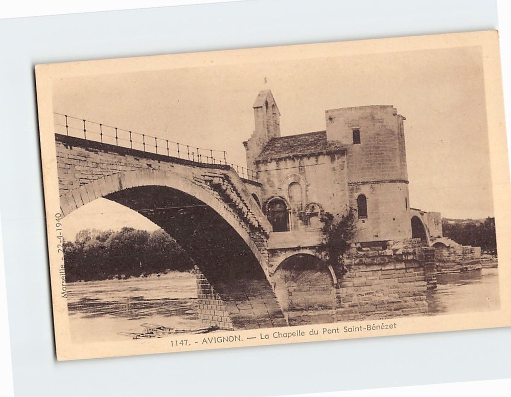 Postcard The Chapel of the Saint-Bénézet Bridge Avignon France