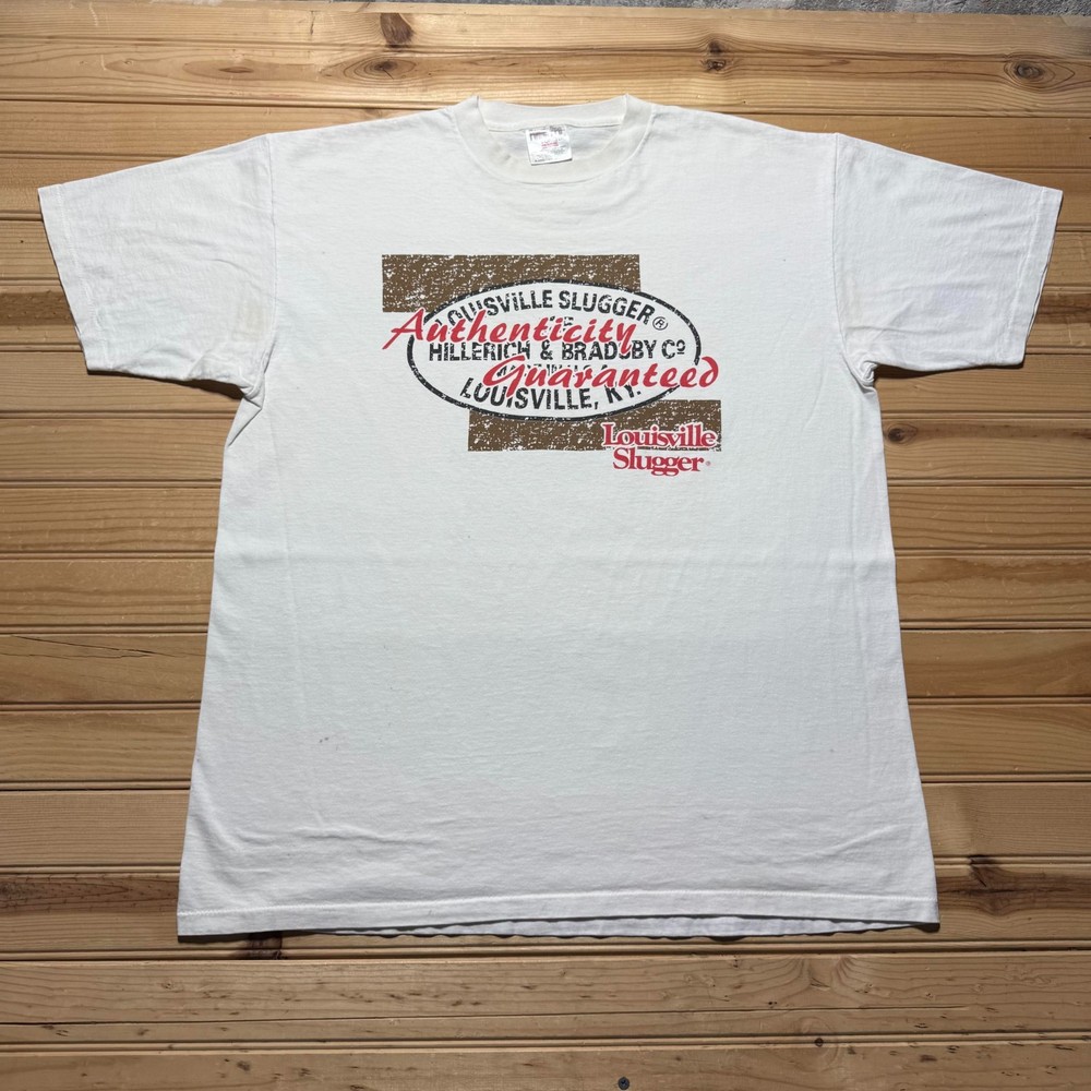 Vintage 90s Louisville Slugger Hillerich & Bradsby Co Sports T-Shirt USA Made XL