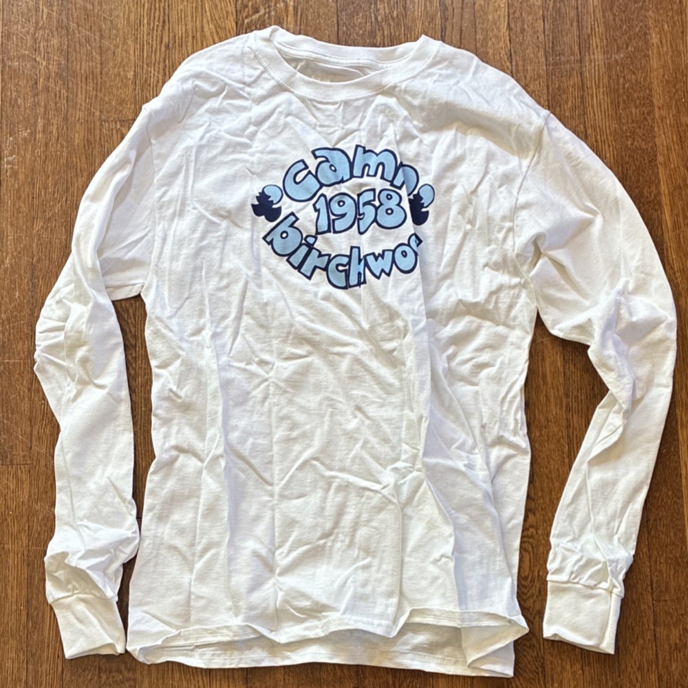 Hanes Tagless White Cotton Graphic Men's Crew Neck Long Sleeve T-Shirt M