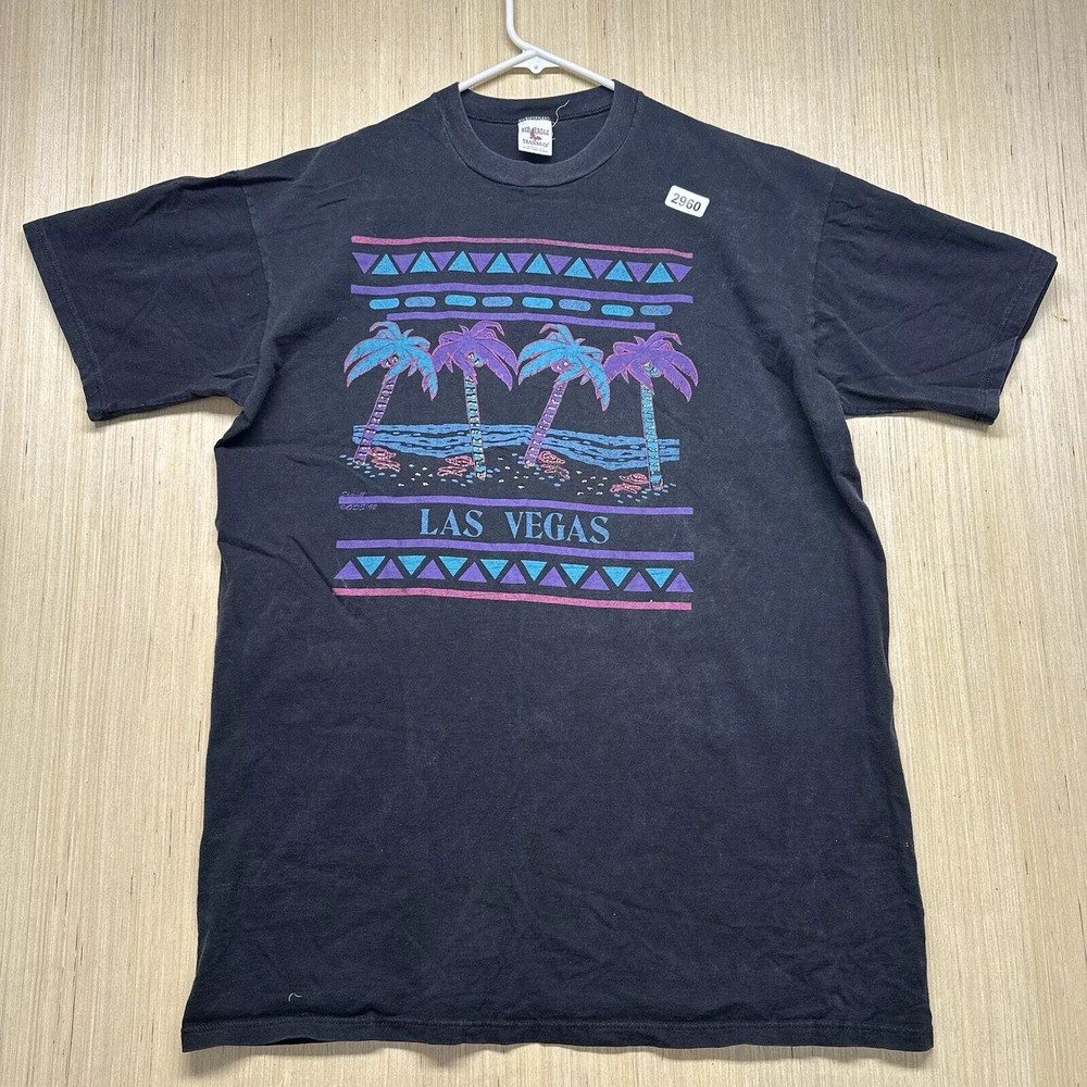Vintage Las Vegas Shirt Adult OSFA Black Short Sleeve Men’s Graphic Print 90’s