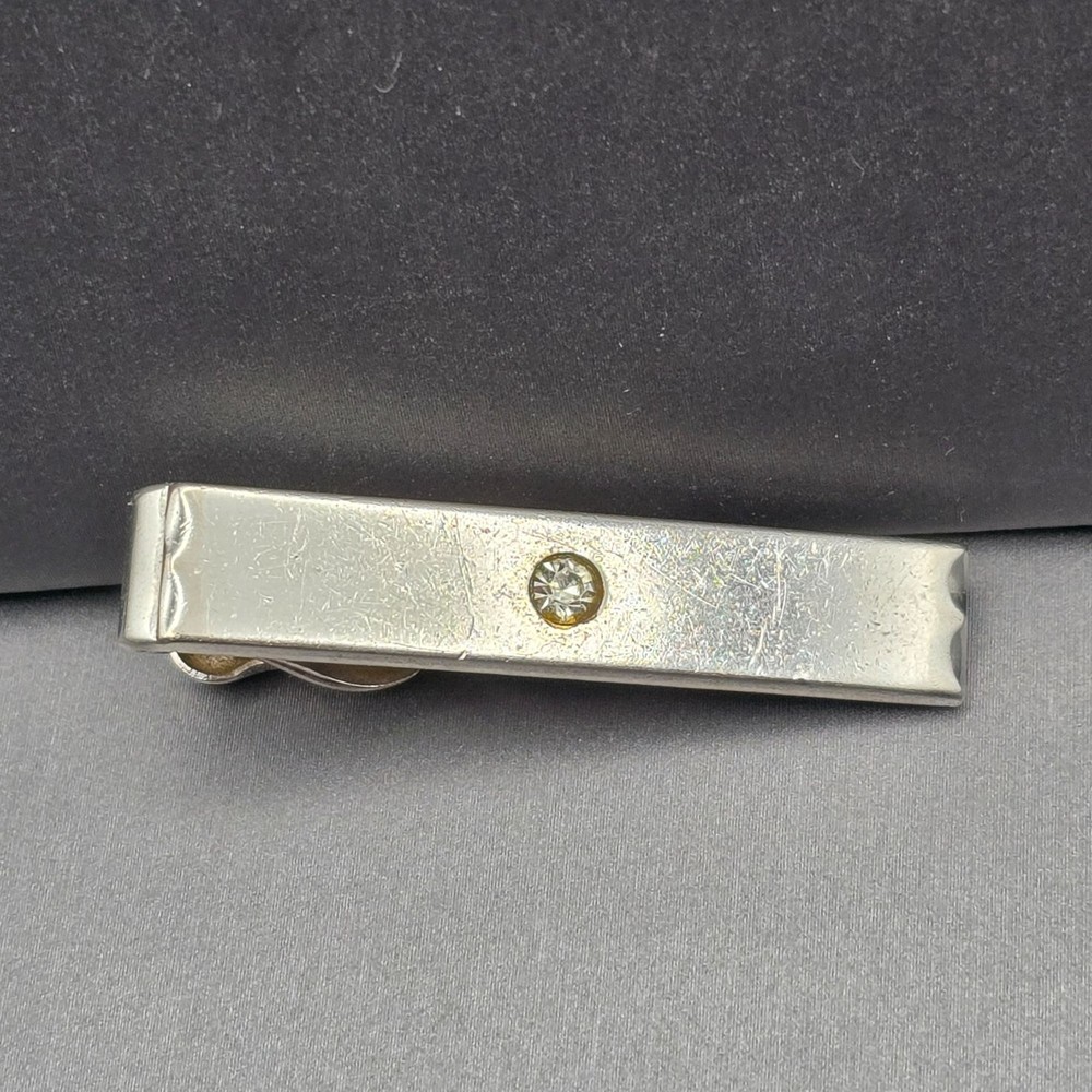 VTG Swank Cubic Zirconia Accent Tie Bar Clip 1.75