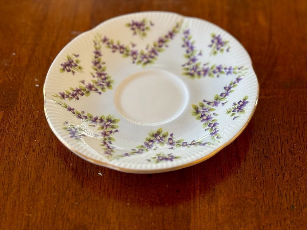 [ROYAL ALBERT] Grey Chiffon Bone China Saucer – 5.25” Diameter – Made in England
