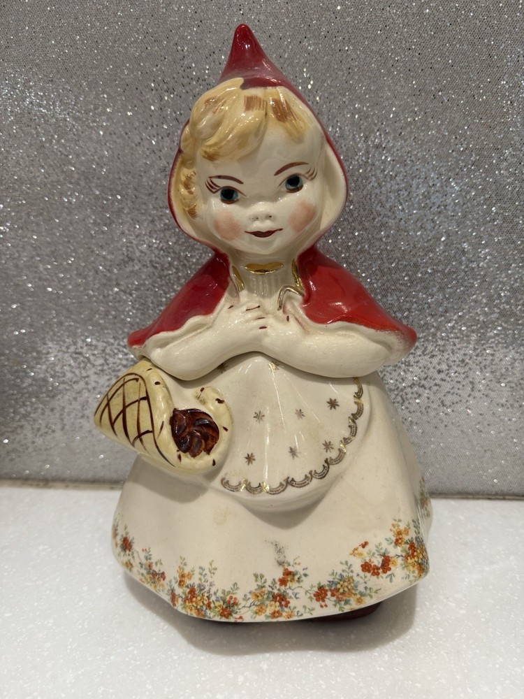 Vintage Little Red Riding Hood 1940s Ceramic Cookie Jar # 967 Hull Ware