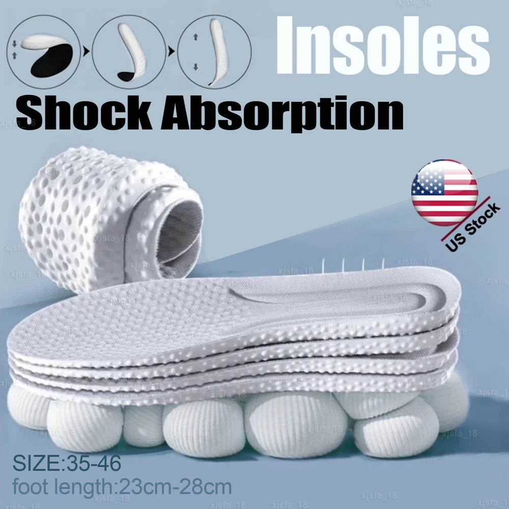 US Memory Foam Insoles,Elastic Strong Arch Shock-Absorbing Insoles for Men Women