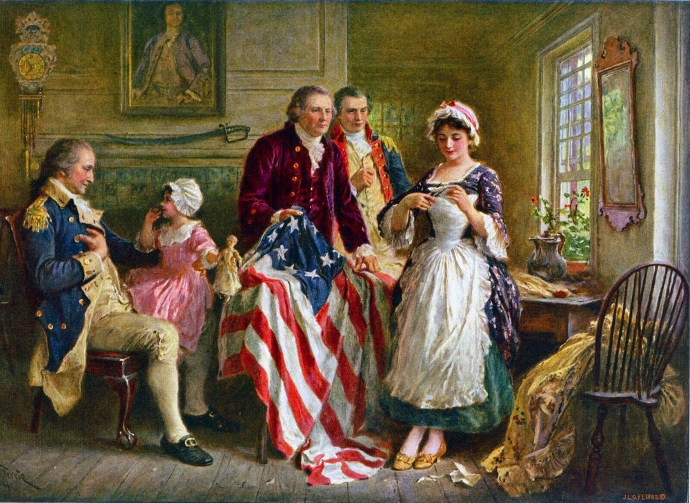 Betsy Ross Sewing Flag W George Washington 1777 Painting - 8