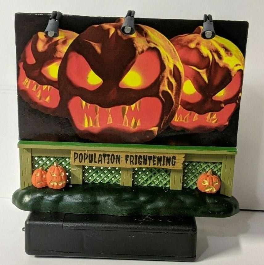 Lemax Spooky Town Evil Pumpkins Lighted Halloween Billboard Display