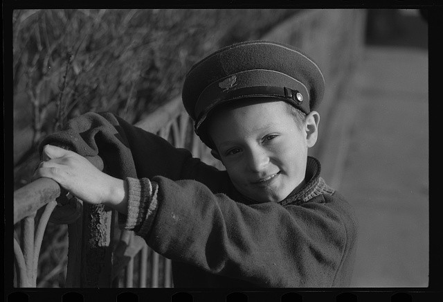 Photo:Moscow Russia 1956 Boy in Soviet Cap Portrait