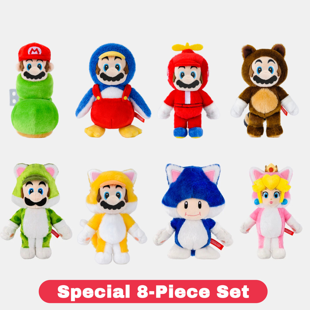 Nintendo TOKYO Limited Super Mario Power Up Cat Mascot Plush 8-Set Complete JP