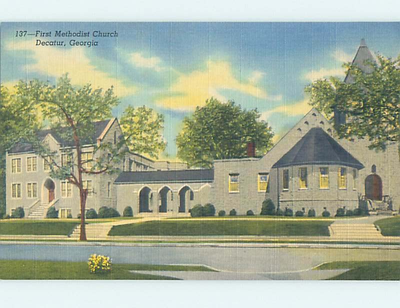 Unused Linen CHURCH SCENE Decatur Georgia GA m/09 A8247