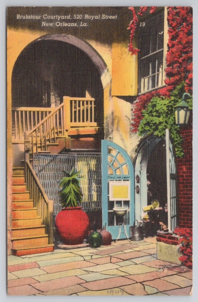 Brulatour Courtyard New Orleans LA 1948 Postcard French Quarter