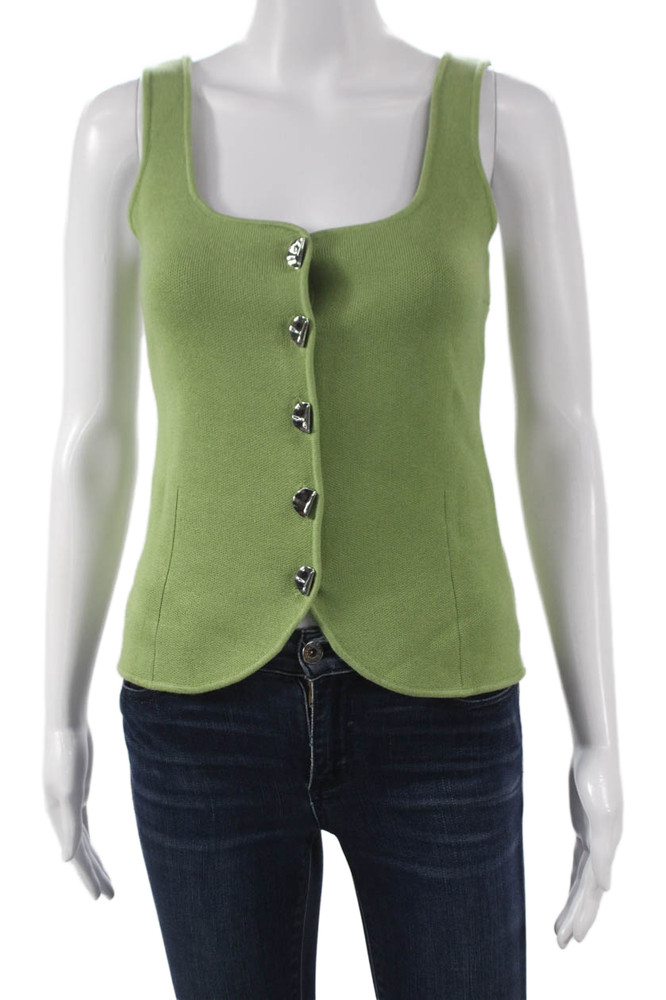 Zara Women Basic Green Viscose Square Neck Sleeveless Tank Button Size SFree Shipping in US $100+ Orders | $6.95 Orders Below