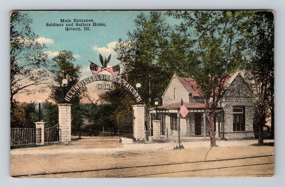 Quincy IL-Illinois, Entrance, Soldiers & Sailors Home, Vintage Postcard