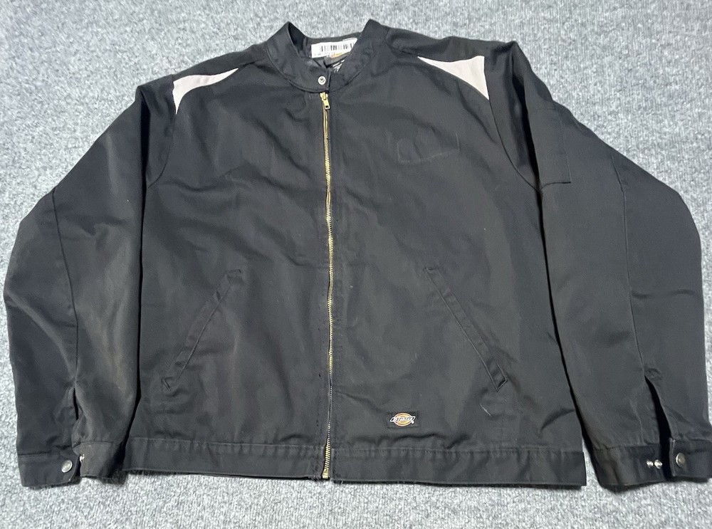 Dickies Insulated Cafe Bomber Black/Gray Work Jacket Zip Up Men’S Size Large