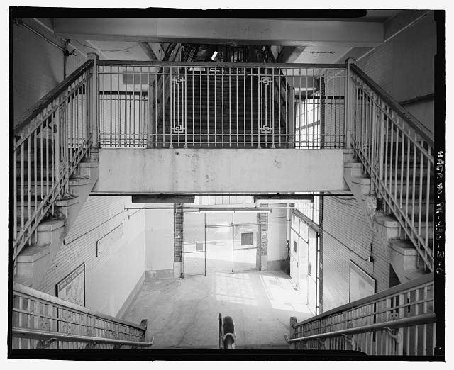6. Inbound stairway, looking east - Frankford Elevated, Church Street Station,