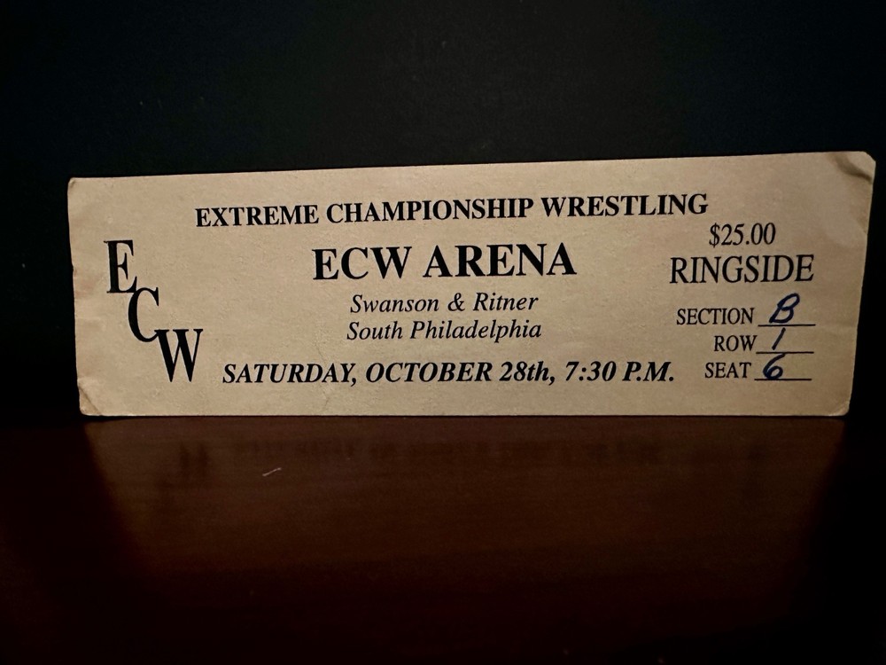ECW Extreme Championship Wrestling FRONT ROW TICKET 10/28/95 ECW ARENA  FIRE!!!!